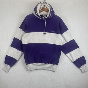 Crown Royal Purple Grey Striped Hoodie W/Rope Pullover Mens Large‎ MV Sport